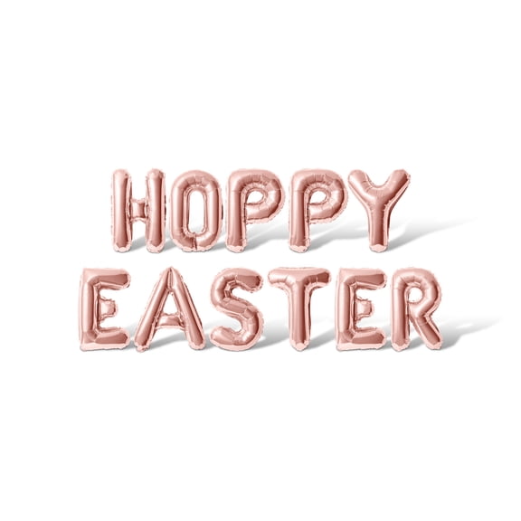 Letter Balloons - HOPPY EASTER 16" Inch Alphabet Letters Foil Mylar Balloon Easter Party Banner (Rose Gold)