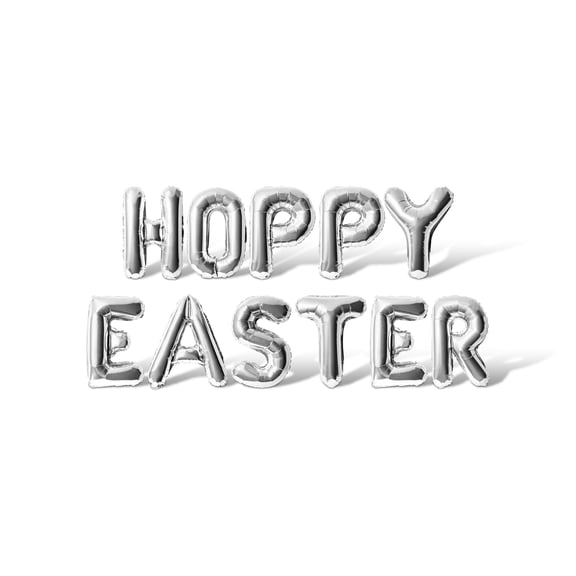 Letter Balloons - HOPPY EASTER 16" Inch Alphabet Letters Foil Mylar Balloon Easter Party Banner (Silver)