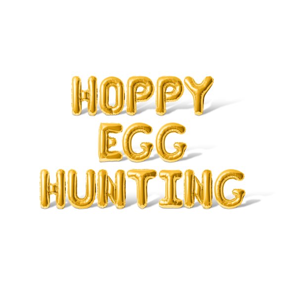 Letter Balloons - HOPPY EGG HUNTING 16" Inch Alphabet Letters Foil Mylar Balloon Easter Party Banner (Gold)