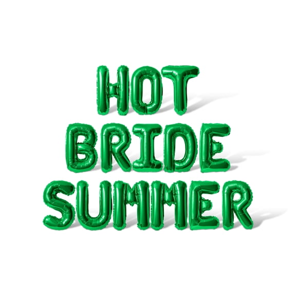 Letter Balloons - HOT BRIDE SUMMER 16" Inch Alphabet Letters Foil Mylar Balloon Bachelorette or Bridal Shower Party Banner (Green)