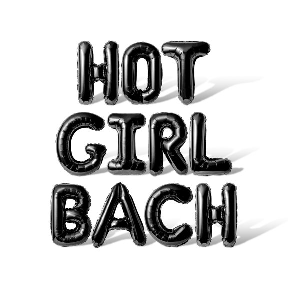 Letter Balloons - HOT GIRL BACH 16" Inch Alphabet Letters Foil Mylar Balloon Bachelorette or Bridal Shower Party Banner (Black)