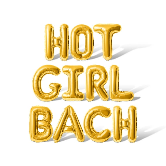 Letter Balloons - HOT GIRL BACH 16" Inch Alphabet Letters Foil Mylar Balloon Bachelorette or Bridal Shower Party Banner (Gold)