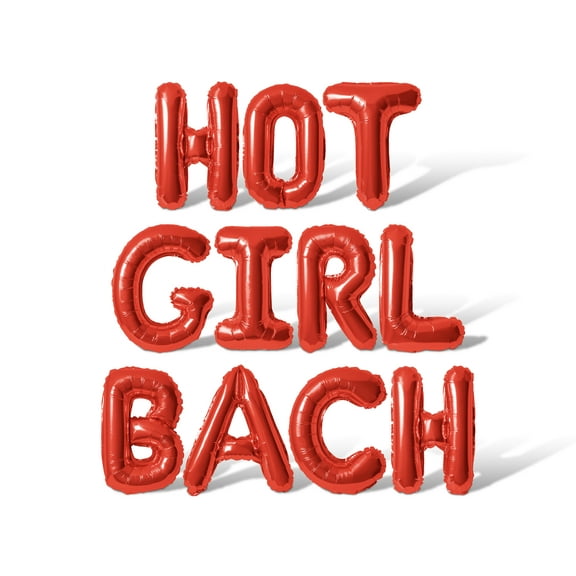 Letter Balloons - HOT GIRL BACH 16" Inch Alphabet Letters Foil Mylar Balloon Bachelorette or Bridal Shower Party Banner (Red)