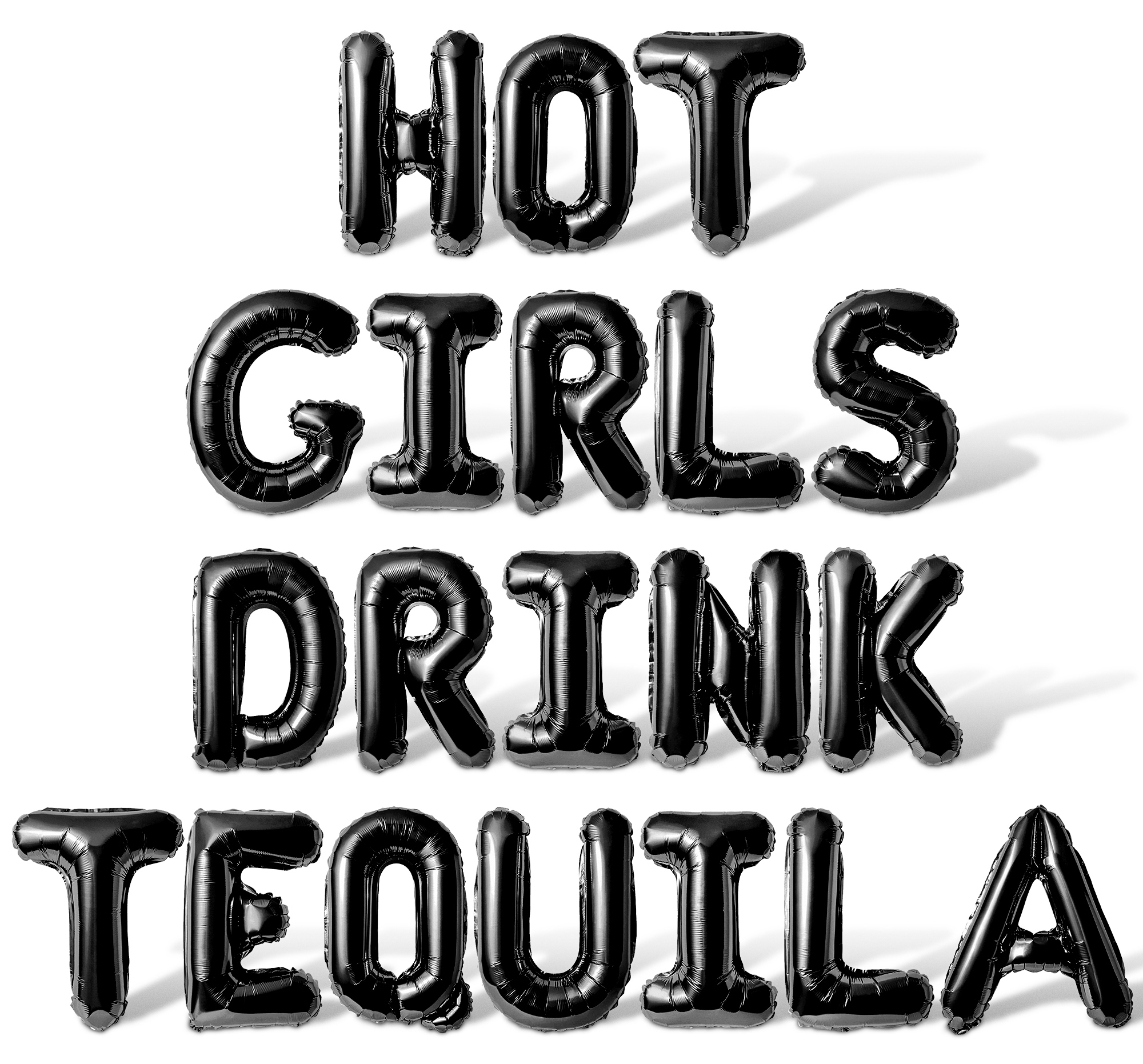 Letter Balloons - HOT GIRLS DRINK TEQUILA 16" Inch Alphabet Letters Foil Mylar Balloon Bachelorette Party Banner (Black)