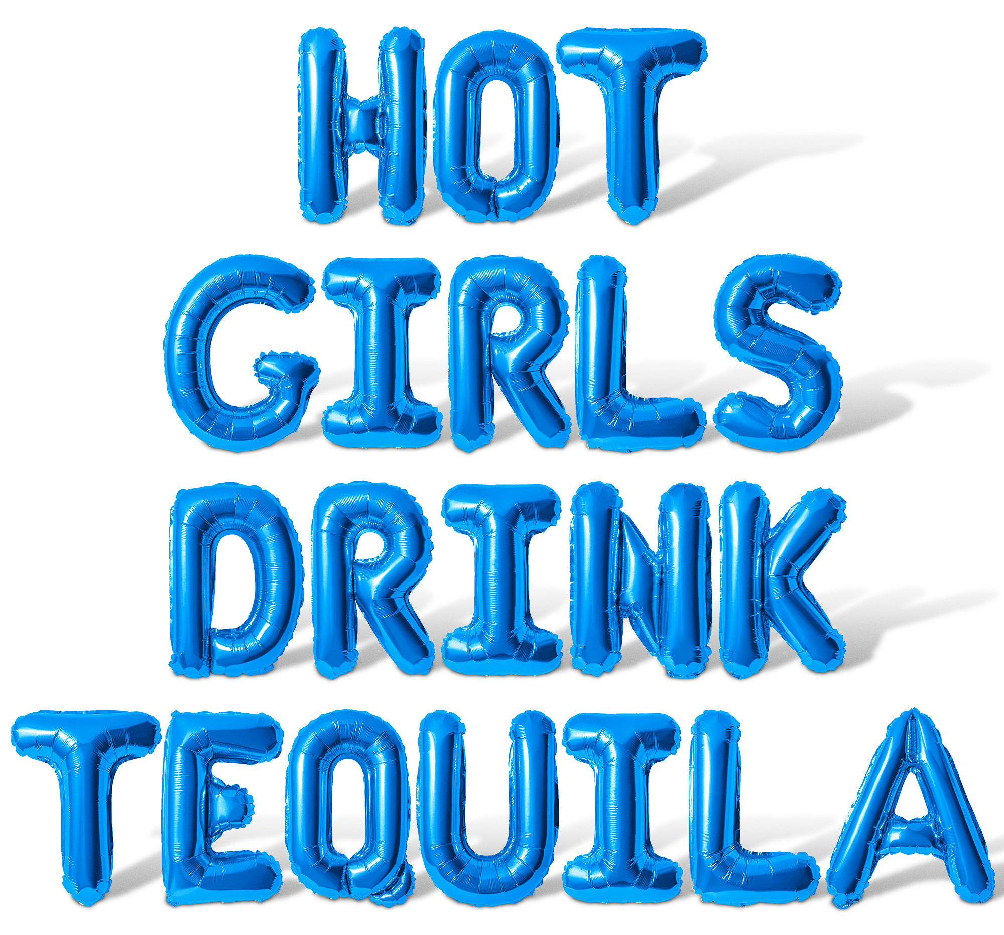 Letter Balloons - HOT GIRLS DRINK TEQUILA 16" Inch Alphabet Letters Foil Mylar Balloon Bachelorette Party Banner (Blue)