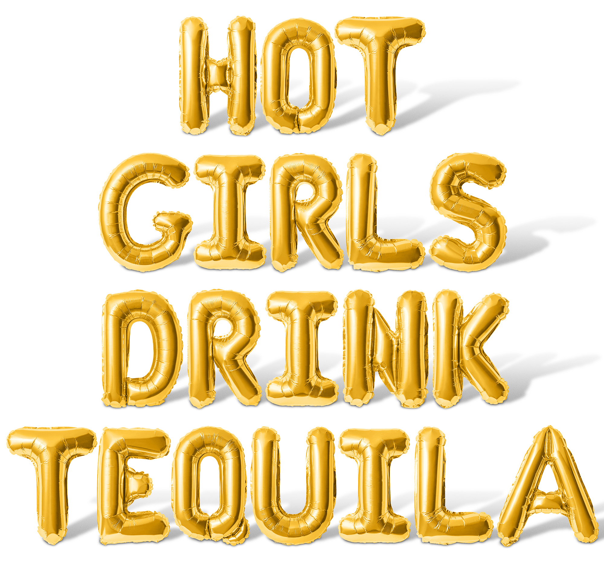 Letter Balloons - HOT GIRLS DRINK TEQUILA 16" Inch Alphabet Letters Foil Mylar Balloon Bachelorette Party Banner (Gold)