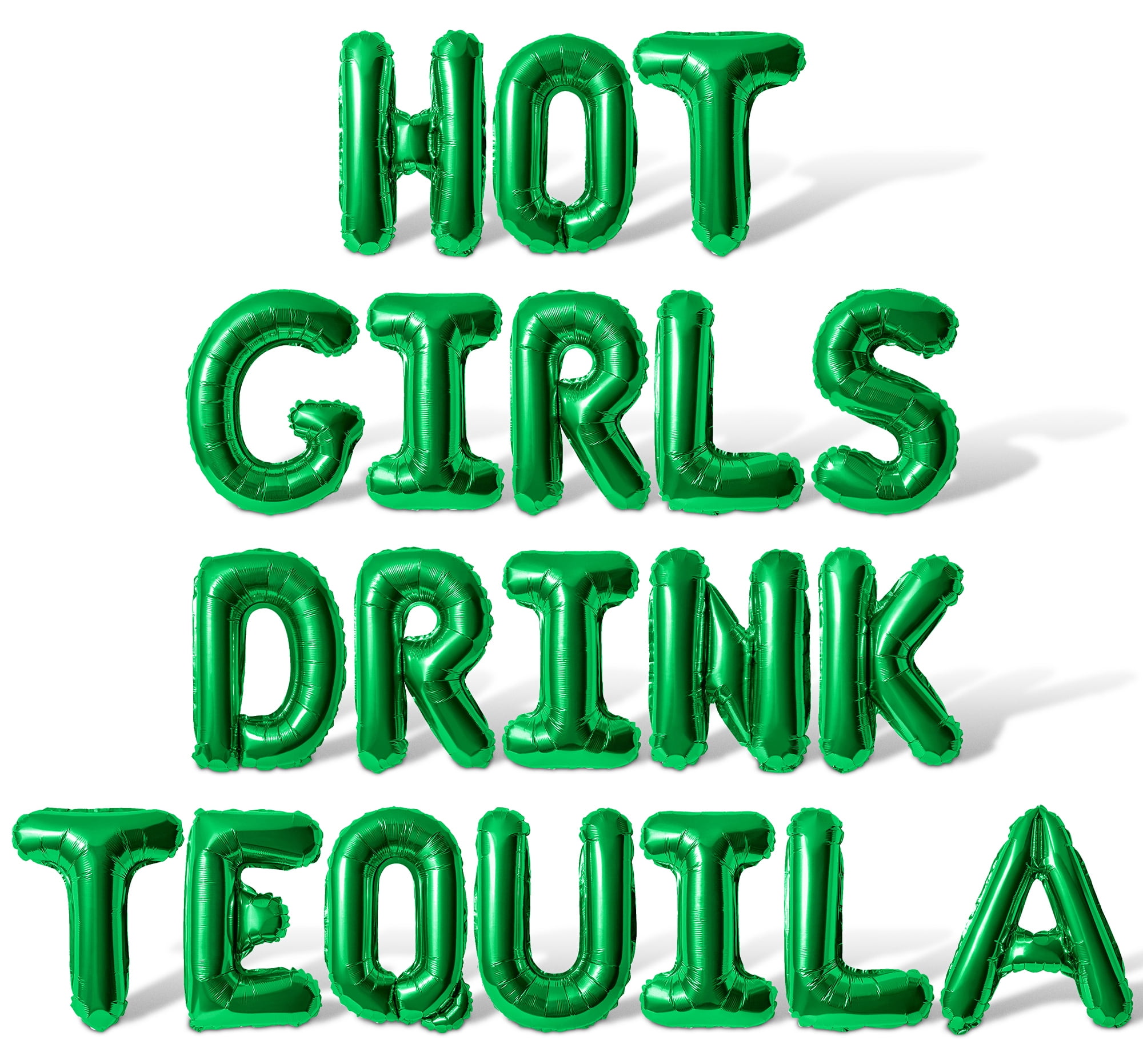 Letter Balloons - HOT GIRLS DRINK TEQUILA 16" Inch Alphabet Letters Foil Mylar Balloon Bachelorette Party Banner (Green)
