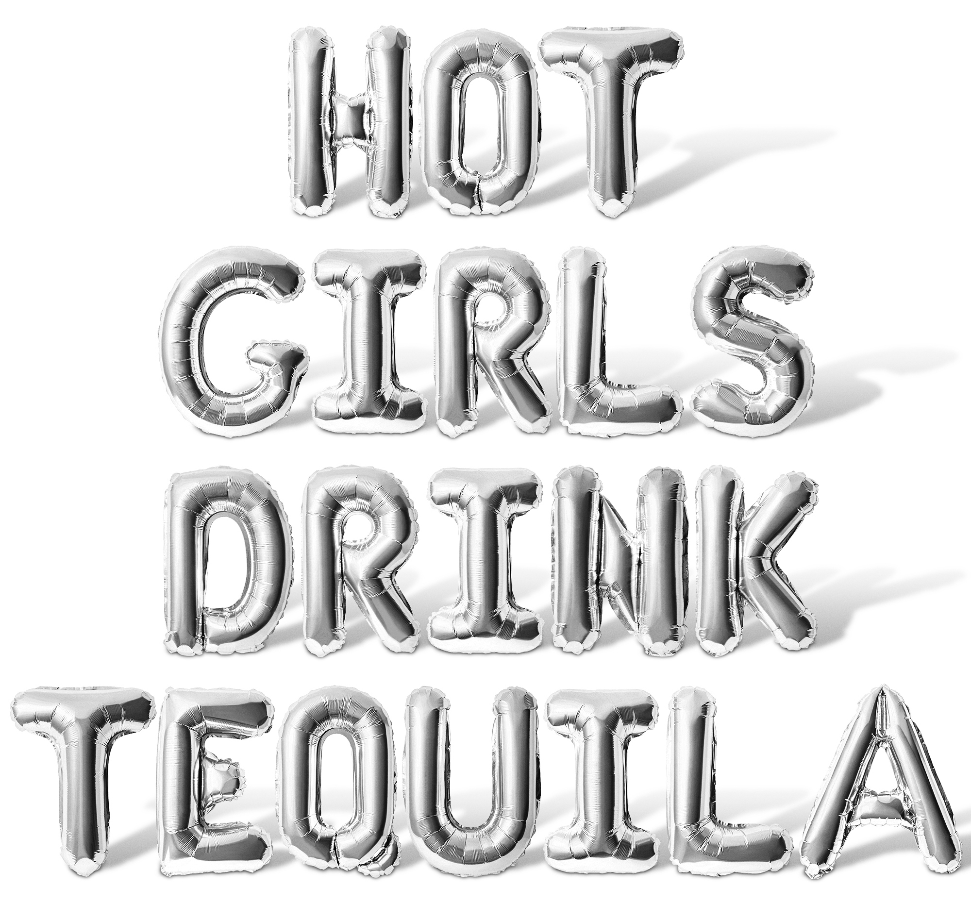 Letter Balloons - HOT GIRLS DRINK TEQUILA 16" Inch Alphabet Letters Foil Mylar Balloon Bachelorette Party Banner (Silver)