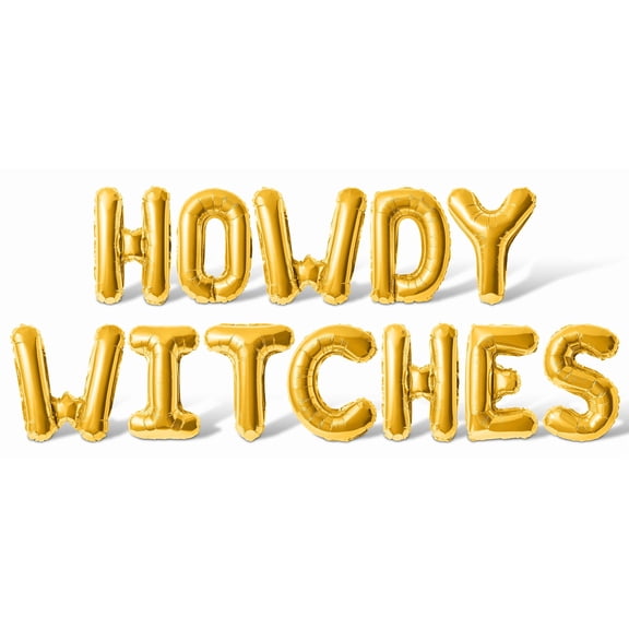 Letter Balloons - HOWDY WITCHES 16" Inch Alphabet Letters Foil Mylar Balloon Halloween Party Banner (Gold)