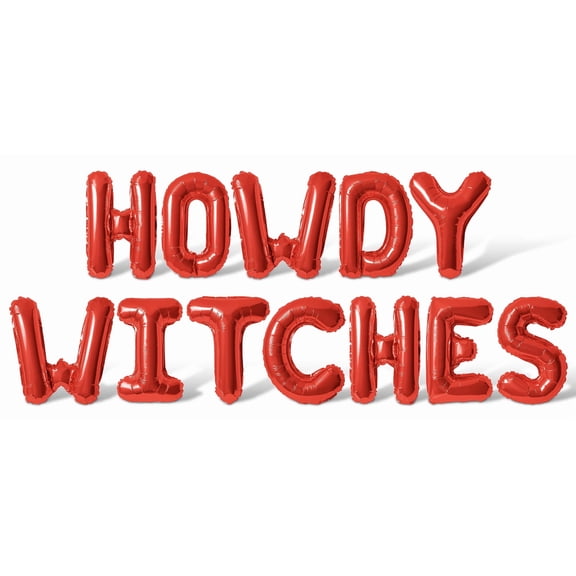 Letter Balloons - HOWDY WITCHES 16" Inch Alphabet Letters Foil Mylar Balloon Halloween Party Banner (Red)