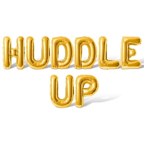 Letter Balloons - HUDDLE UP 16" Inch Alphabet Letters Foil Mylar Balloon Game Day Party Banner (Gold)