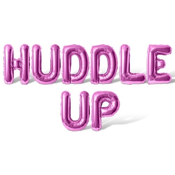 Letter Balloons - HUDDLE UP 16" Inch Alphabet Letters Foil Mylar Balloon Game Day Party Banner (Pink)