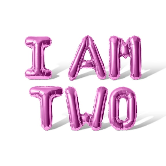 Letter Balloons - I AM TWO 16" Inch Alphabet Letters Foil Mylar Balloon Birthday Party Banner (Pink)