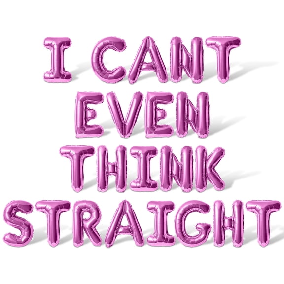 Letter Balloons - I CANT EVEN THINK STRAIGHT 16" Inch Alphabet Letters Foil Mylar Balloon Pride Day Party Banner (Pink)