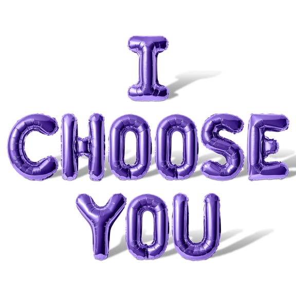 Letter Balloons - I CHOOSE YOU 16" Inch Alphabet Letters Foil Mylar Balloon Engagement Party Banner (Purple)