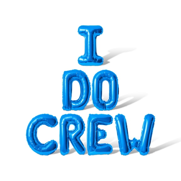 Letter Balloons - I DO CREW 16" Inch Alphabet Letters Foil Mylar Balloon Bachelorette or Bridal Shower Party Banner (Blue)