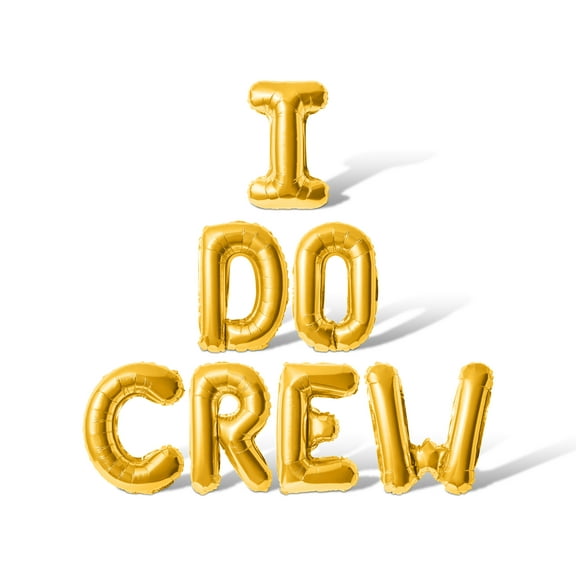 Letter Balloons - I DO CREW 16" Inch Alphabet Letters Foil Mylar Balloon Bachelorette or Bridal Shower Party Banner (Gold)