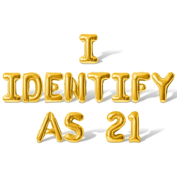 Letter Balloons - I IDENTIFY AS 21 16" Inch Alphabet Letters Foil Mylar Balloon 21st Birthday Party Banner (Gold)