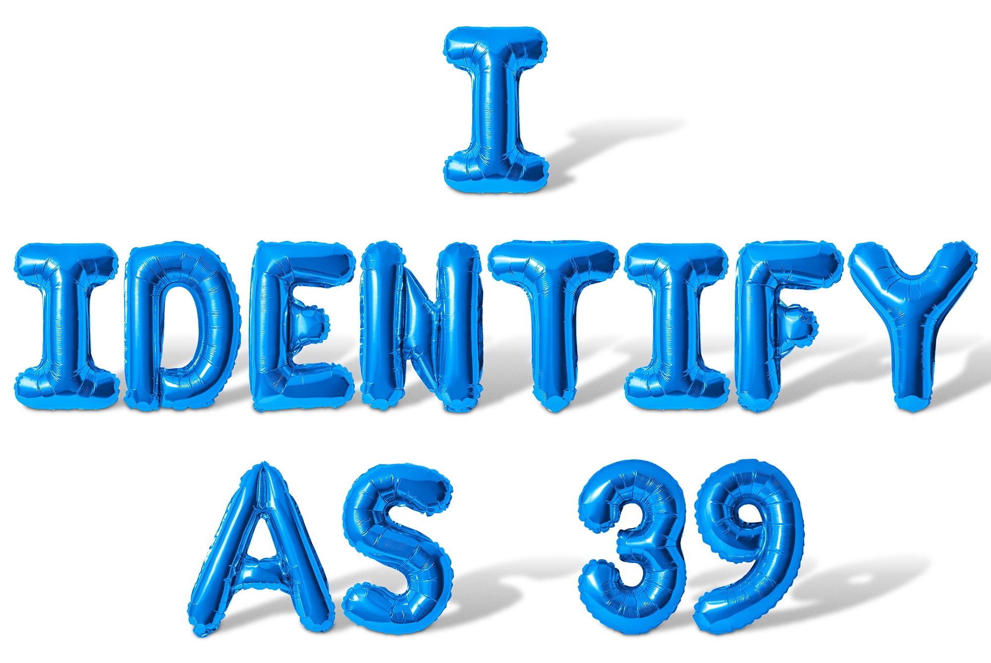 Letter Balloons - I IDENTIFY AS 39 16" Inch Alphabet Letters Foil Mylar Balloon 39th Birthday Party Banner (Blue)