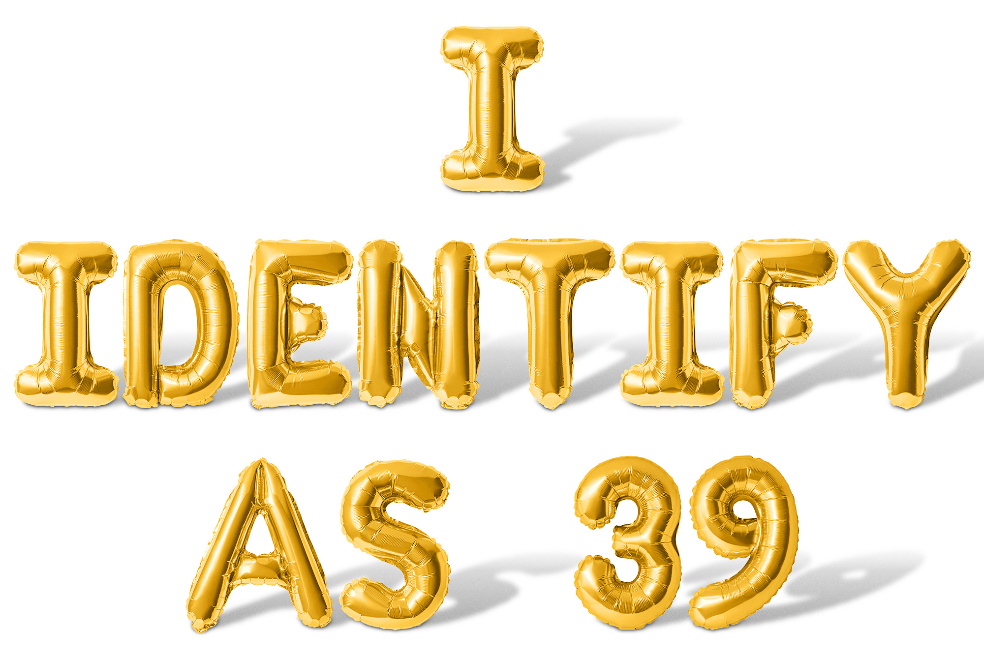 Letter Balloons - I IDENTIFY AS 39 16" Inch Alphabet Letters Foil Mylar Balloon 39th Birthday Party Banner (Gold)
