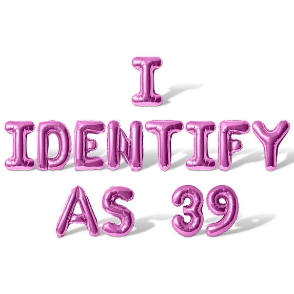 Letter Balloons - I IDENTIFY AS 39 16" Inch Alphabet Letters Foil Mylar Balloon 39th Birthday Party Banner (Pink)
