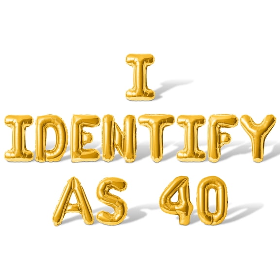 Letter Balloons - I IDENTIFY AS 40 16" Inch Alphabet Letters Foil Mylar Balloon 40th Birthday Party Banner (Gold)