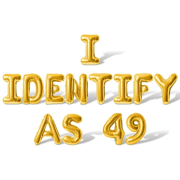 Letter Balloons - I IDENTIFY AS 49 16" Inch Alphabet Letters Foil Mylar Balloon 49th Birthday Party Banner (Gold)