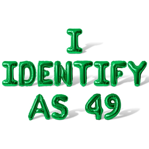 Letter Balloons - I IDENTIFY AS 49 16" Inch Alphabet Letters Foil Mylar Balloon 49th Birthday Party Banner (Green)