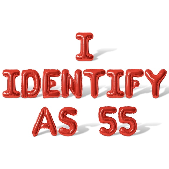 Letter Balloons - I IDENTIFY AS 55 16" Inch Alphabet Letters Foil Mylar Balloon 55th Birthday Party Banner (Red)