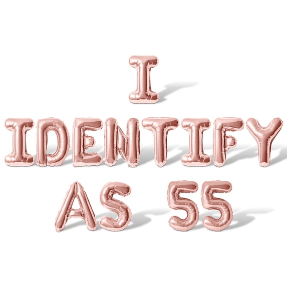 Letter Balloons - I IDENTIFY AS 55 16" Inch Alphabet Letters Foil Mylar Balloon 55th Birthday Party Banner (Rose Gold)