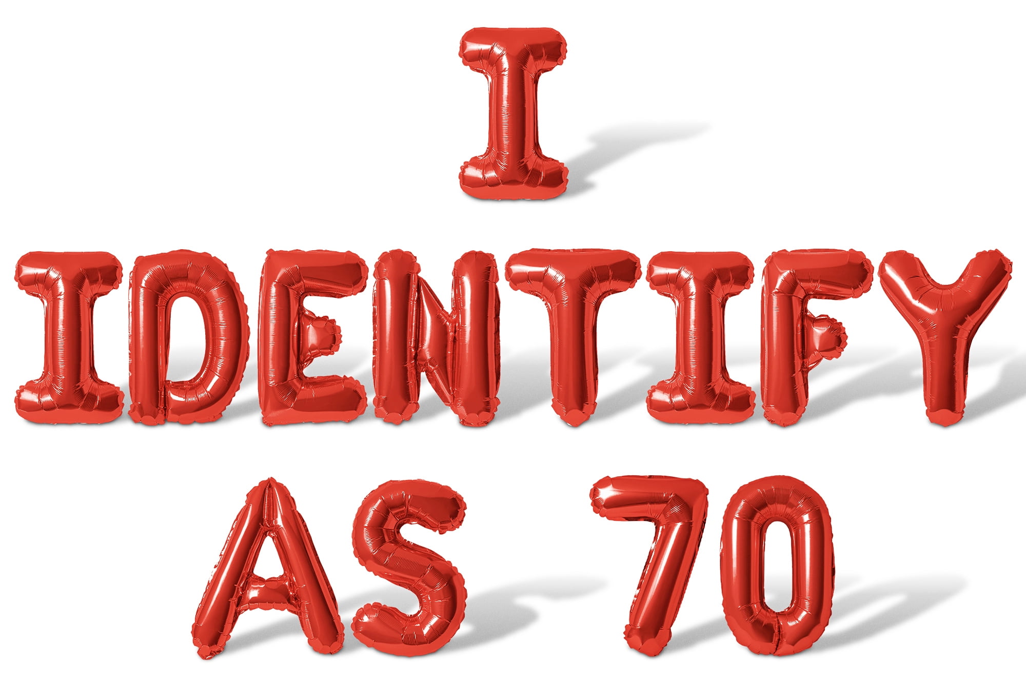 70th Red Lettering Letter Balloons - I IDENTIFY AS 70 16
