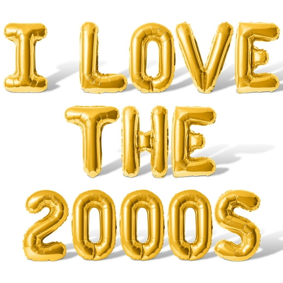 Letter Balloons - I LOVE THE 2000S 16" Inch Alphabet Letters Foil Mylar Balloon 2000S Birthday Party Banner (Gold)