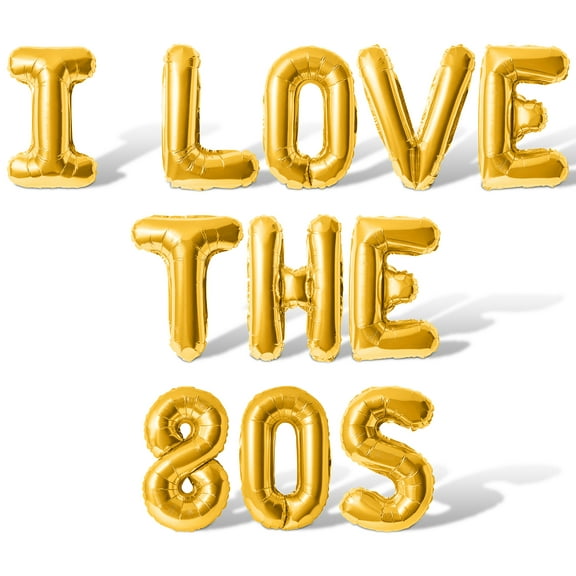 Letter Balloons - I LOVE THE 80S 16" Inch Alphabet Letters Foil Mylar Balloon 80s Birthday Party Banner (Gold)