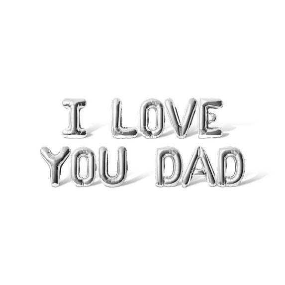 Letter Balloons - I LOVE YOU DAD 16" Inch Alphabet Letters Foil Mylar Balloon Father's Day Party Banner (Silver)