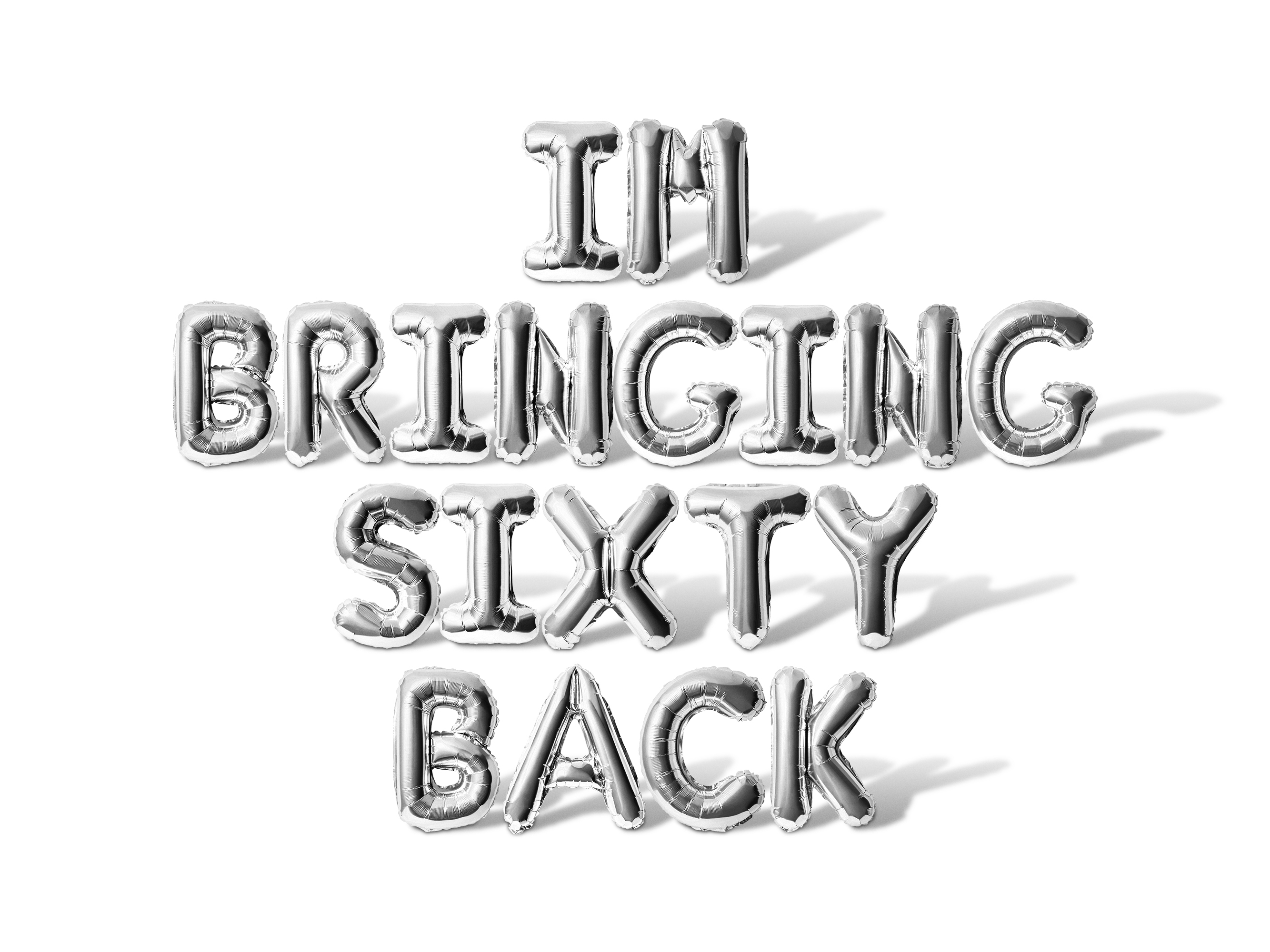Letter Balloons - IM BRINGING SIXTY BACK 16" Inch Alphabet Letters Foil Mylar Balloon 60th Birthday Party Banner (Silver)