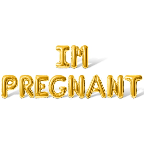 Letter Balloons - IM PREGNANT 16" Inch Alphabet Letters Foil Mylar Balloon Pregnancy Announcement Party Banner (Gold)