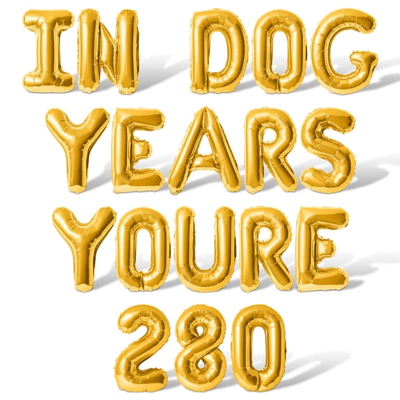 Letter Balloons - IN DOG YEARS YOURE 280 16" Inch Alphabet Letters Foil Mylar Balloon 40th Birthday Party Banner (Gold)