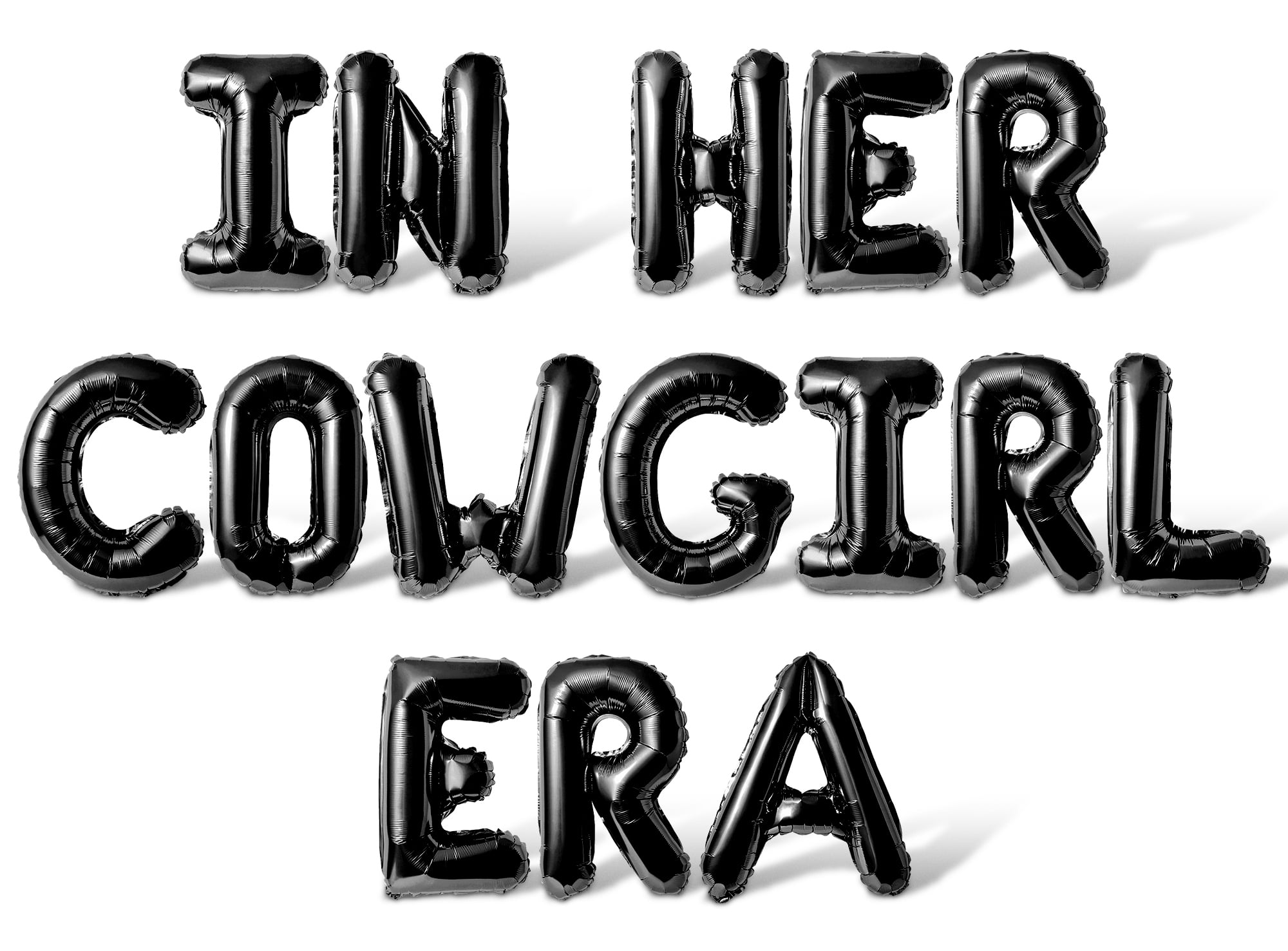Letter Balloons - IN HER COWGIRL ERA 16" Inch Alphabet Letters Foil Mylar Balloon Bachelorette or Bridal Shower Party Banner (Black)