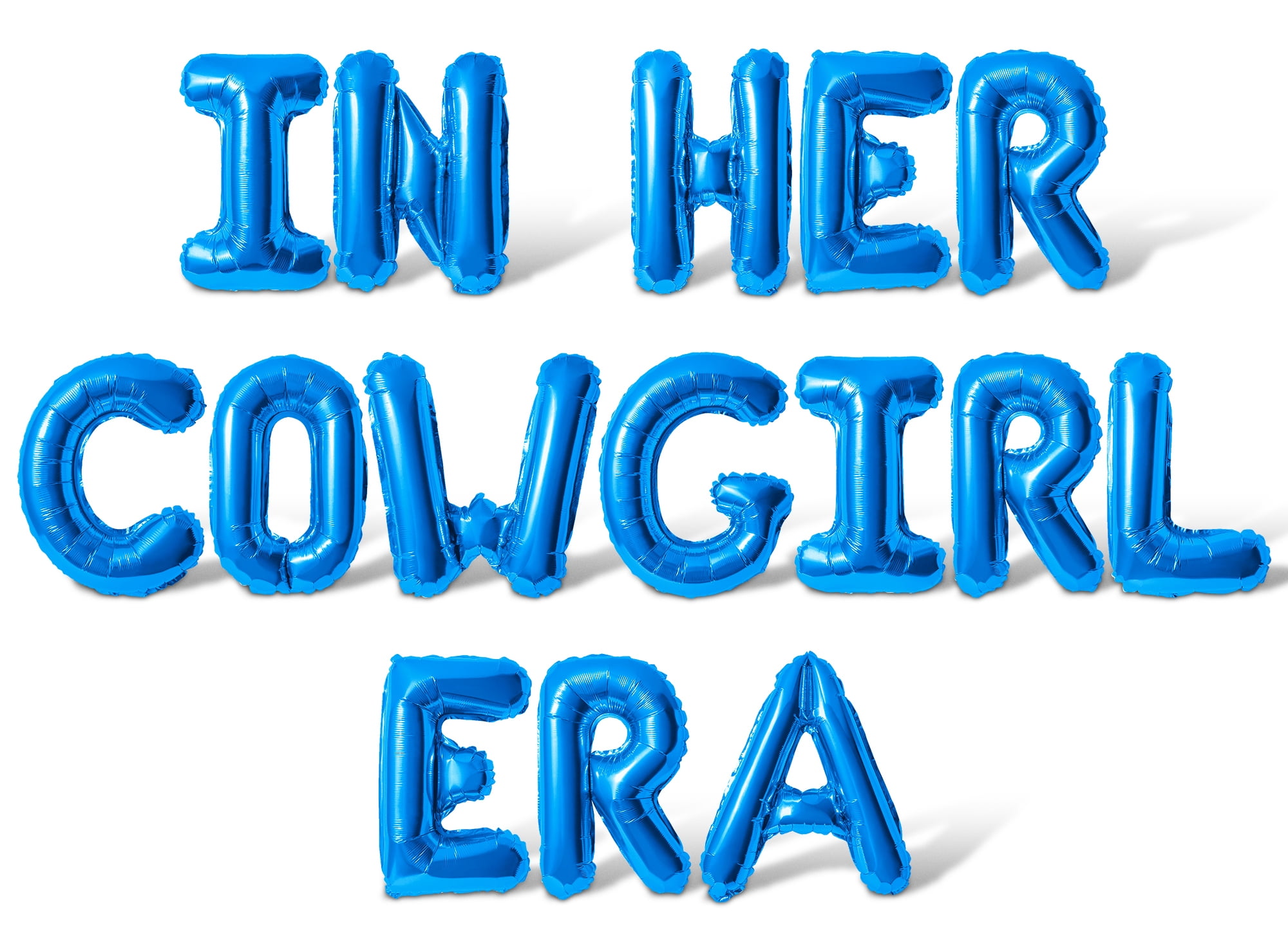 Letter Balloons - IN HER COWGIRL ERA 16" Inch Alphabet Letters Foil Mylar Balloon Bachelorette or Bridal Shower Party Banner (Blue)