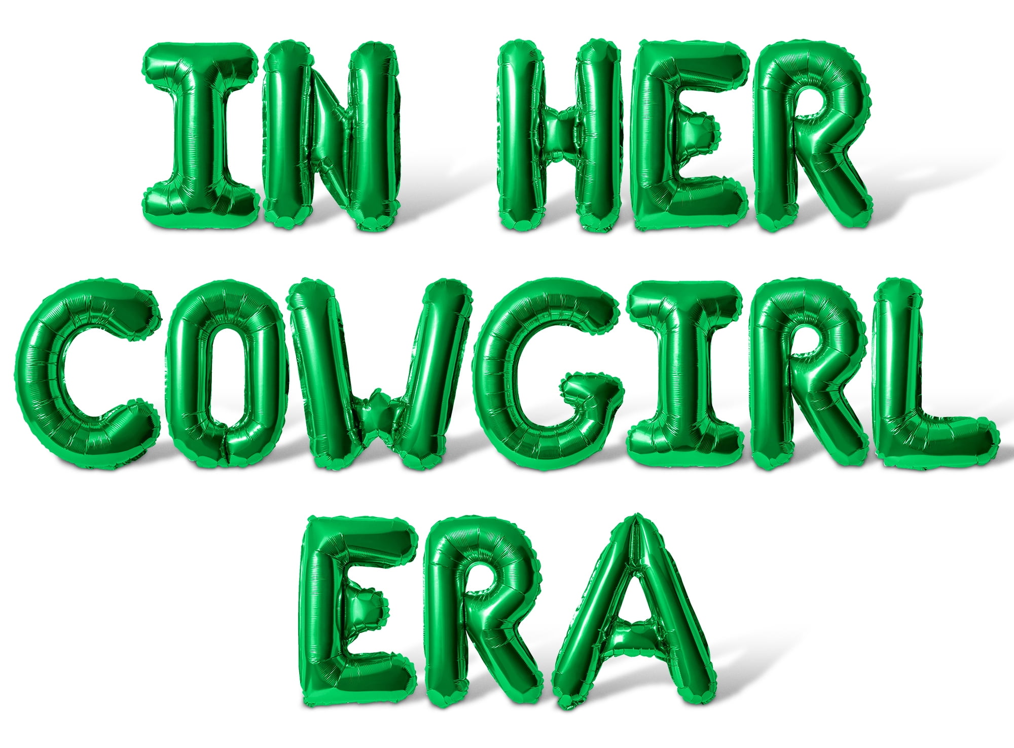 Letter Balloons - IN HER COWGIRL ERA 16" Inch Alphabet Letters Foil Mylar Balloon Bachelorette or Bridal Shower Party Banner (Green)