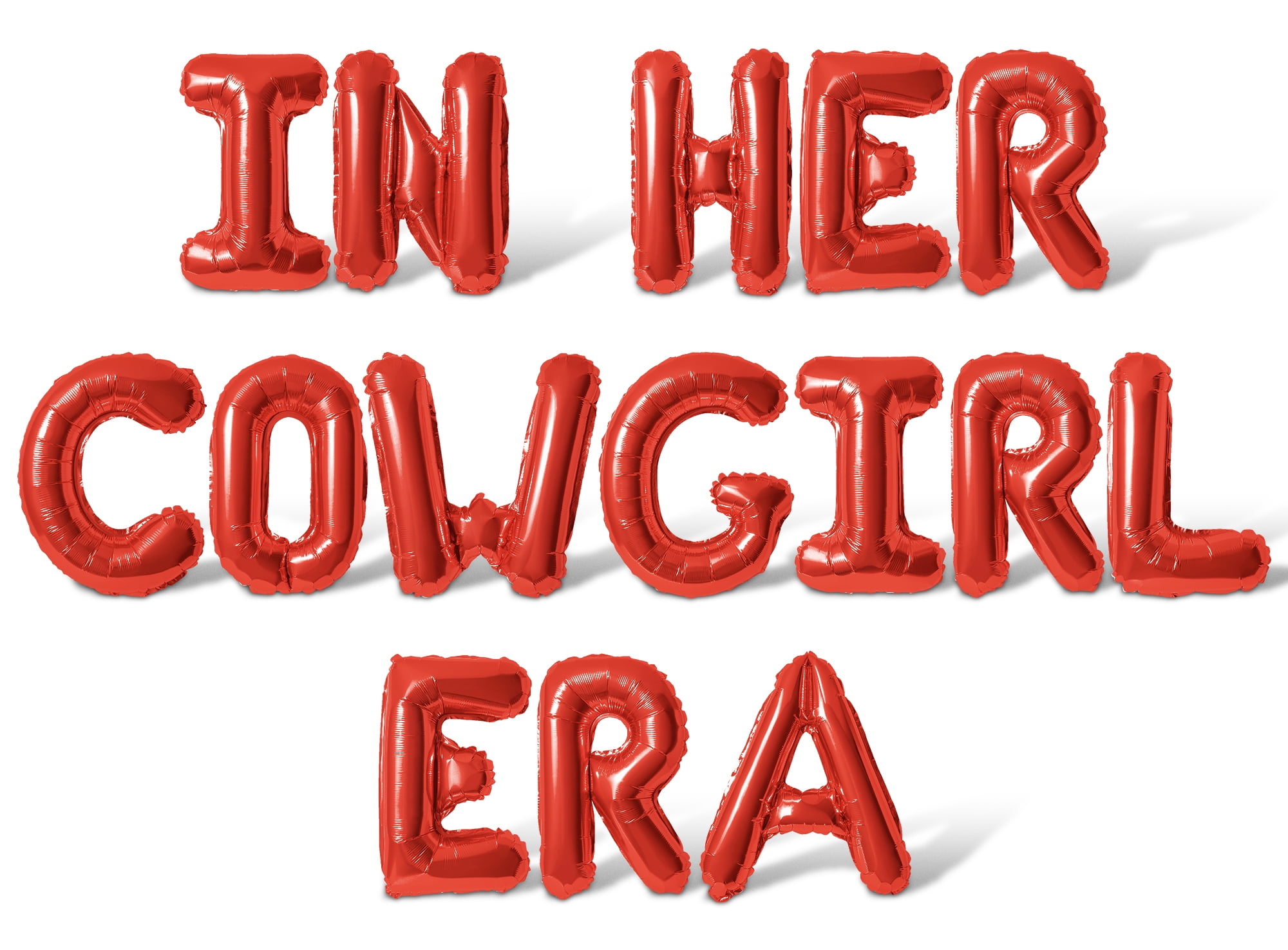 Letter Balloons - IN HER COWGIRL ERA 16" Inch Alphabet Letters Foil Mylar Balloon Bachelorette or Bridal Shower Party Banner (Red)