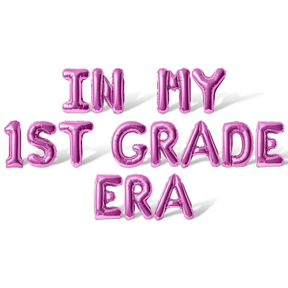 Letter Balloons - IN MY 1ST GRADE ERA 16" Inch Alphabet Letters Foil Mylar Balloon 1st Grade Party Banner (Pink)