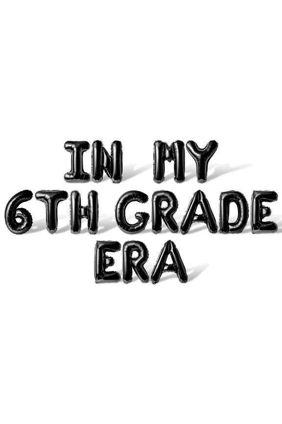Letter Balloons - IN MY 6TH GRADE ERA 16" Inch Alphabet Letters Foil Mylar Balloon 6th Grade Party Banner (Black)