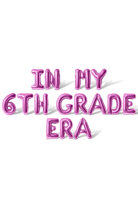 Letter Balloons - IN MY 6TH GRADE ERA 16" Inch Alphabet Letters Foil Mylar Balloon 6th Grade Party Banner (Pink)
