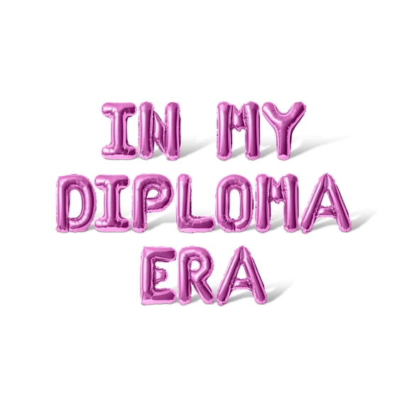 Letter Balloons - IN MY DIPLOMA ERA 16" Inch Alphabet Letters Foil Mylar Balloon Graduation Day Party Banner (Pink)