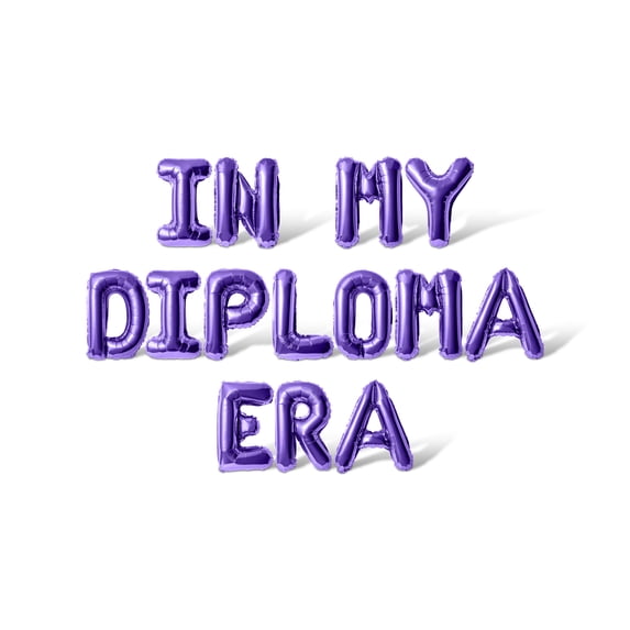 Letter Balloons - IN MY DIPLOMA ERA 16" Inch Alphabet Letters Foil Mylar Balloon Graduation Day Party Banner (Purple)