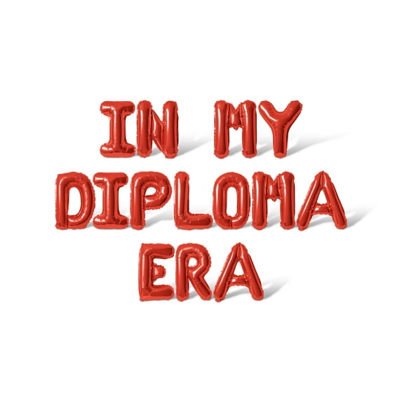 Letter Balloons - IN MY DIPLOMA ERA 16" Inch Alphabet Letters Foil Mylar Balloon Graduation Day Party Banner (Red)