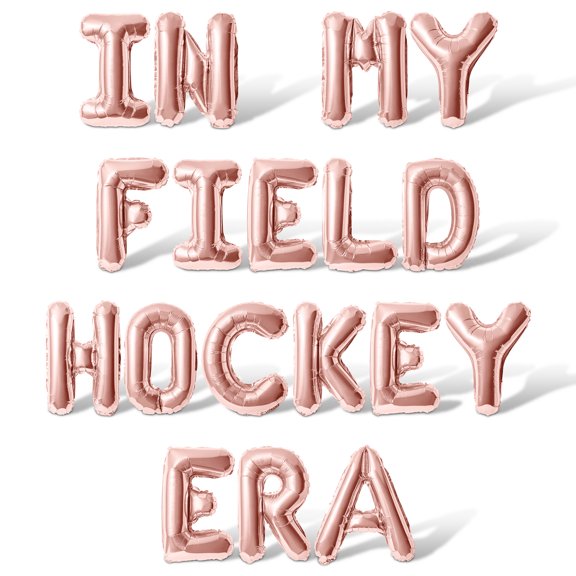 Letter Balloons - IN MY FIELD HOCKEY ERA 16" Inch Alphabet Letters Foil Mylar Balloon Field Hockey Themed Birthday Party Banner (Rose Gold)