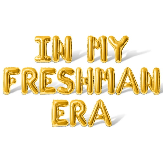 Letter Balloons - IN MY FRESHMAN ERA 16" Inch Alphabet Letters Foil Mylar Balloon Freshman Year Party Banner (Gold)