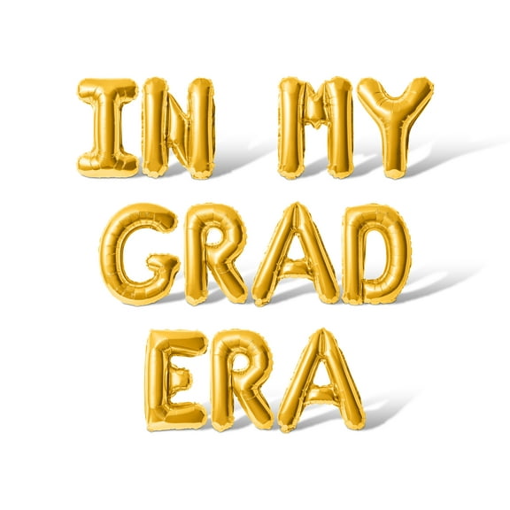 Letter Balloons - IN MY GRAD ERA 16" Inch Alphabet Letters Foil Mylar Balloon Graduation Day Party Banner (Gold)